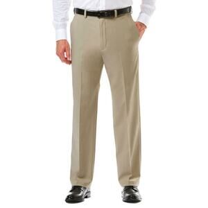 Haggar Men's Khaki Classic Fit Cool 18 Pro Dress Pants Flat Front 34W x 34L